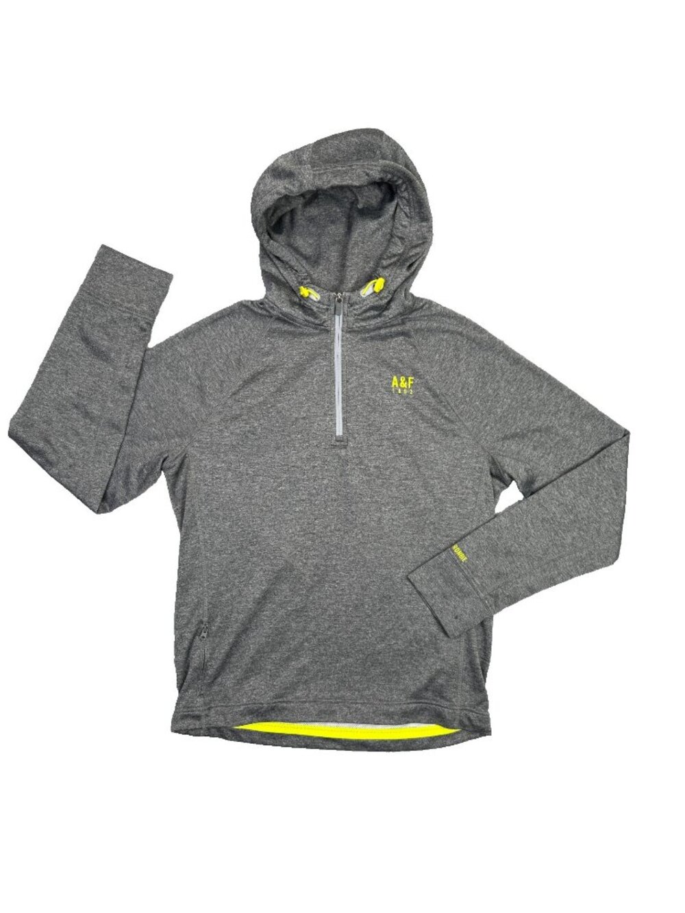 Abercrombie Fitch Active 1/4 Zip Hoodie Mens XL Gray Pullover Running Thumbhole